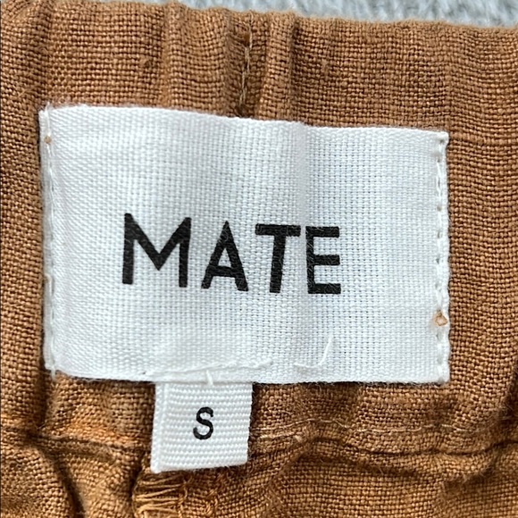 NEW MATE The Label S 100% Linen Sedona Brown Linen High Waisted Pant Pockets - Picture 9 of 13